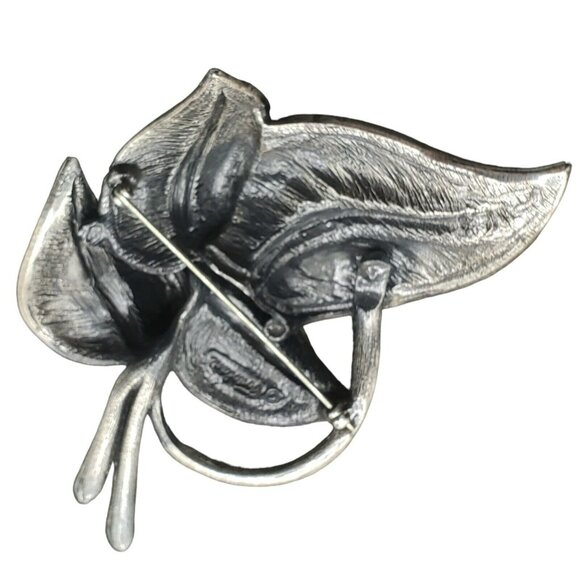 Tortolani Leaf Brooch Layered Leaves Silver Tone Pin Botanical Cluster 3.5" MCM - Picture 7 of 10